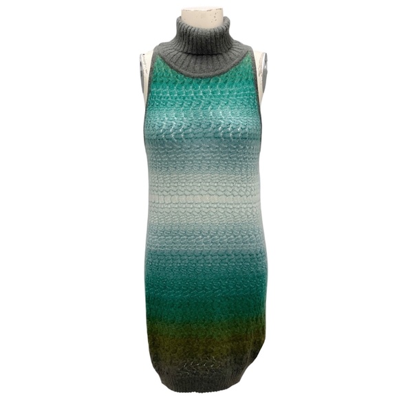 MISSONI GREEN MULTI SLEEVELESS MOHAIR KNIT DRESS - Picture 1 of 6